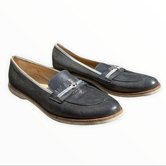 Alfani Silver Loafers Slip On Flats Size 11 Narrow Almond Toe Shoes Oxford Shoes - Picture 2 of 10